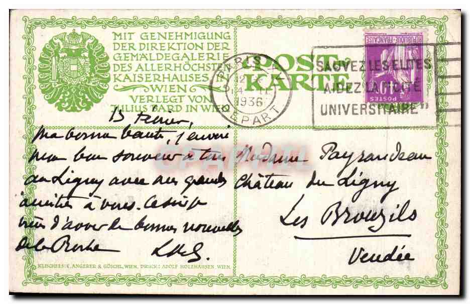CPA Francesco Furini Die Reuige Magdalena — Rückseite