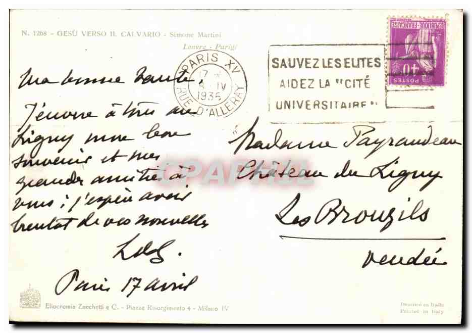 CPA Gesu Verso Il Calvario imone Martini Louvre Paris  — Verso