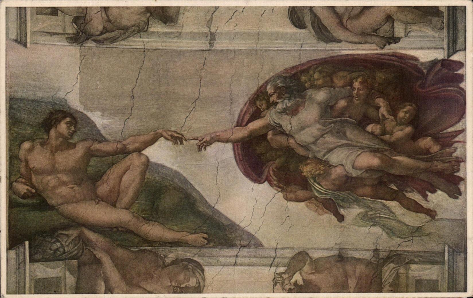 CPA La Creazione dell Uomo Michelangelo Roma Cappella Sistina 