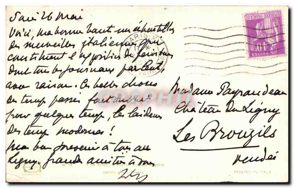 CPA La Fuga — Verso