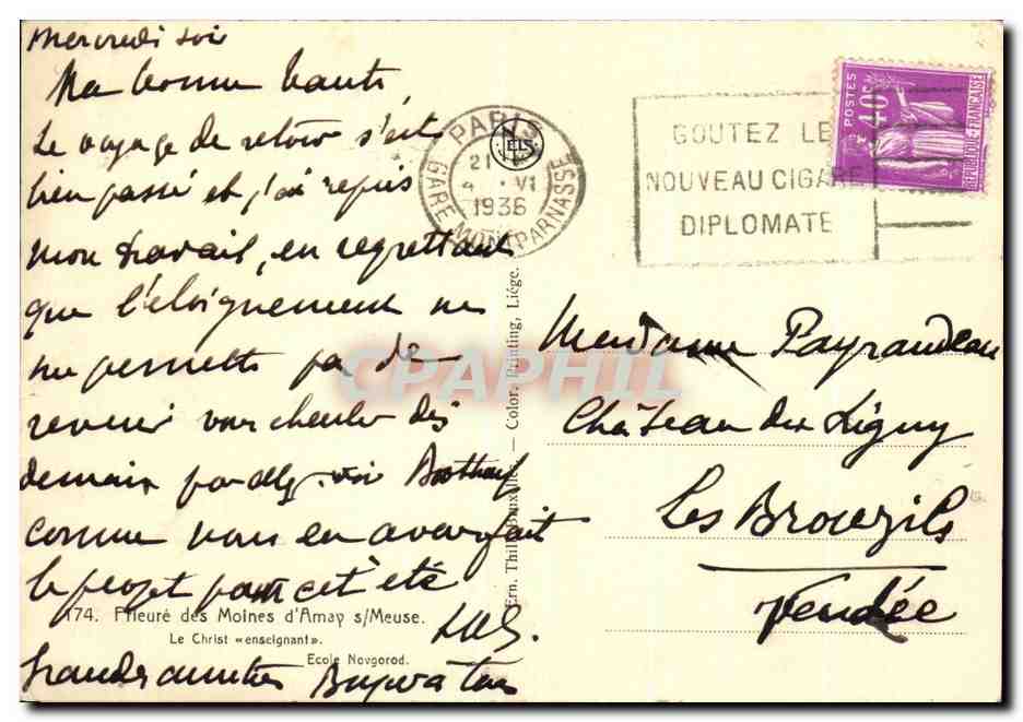 CPA Prieure des Moines d'Amay Le Christ enseignant — Back