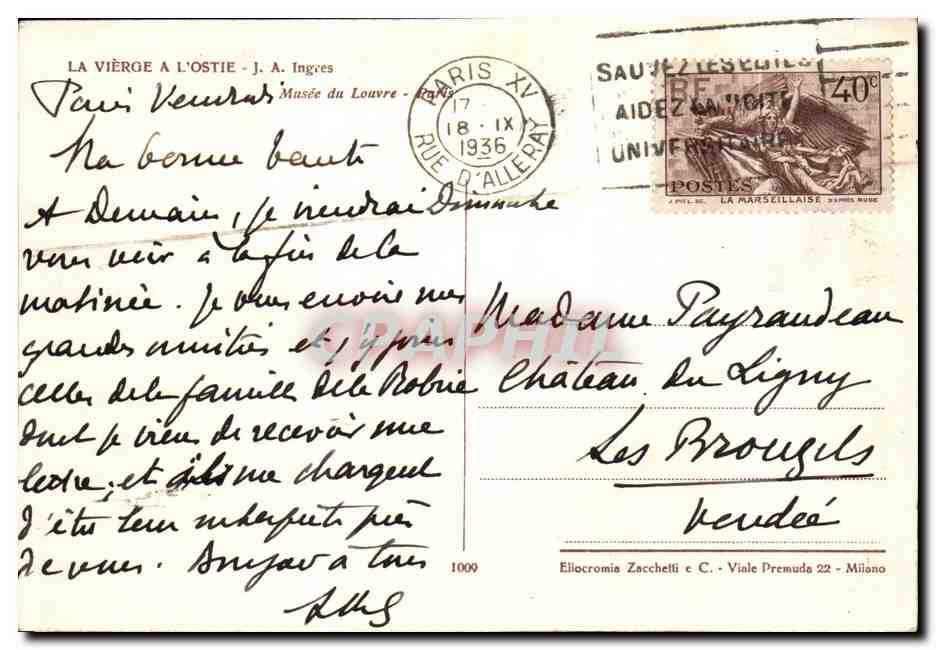 CPA La Vierge A L'Ostie Musee du Louvre Paris  — Verso