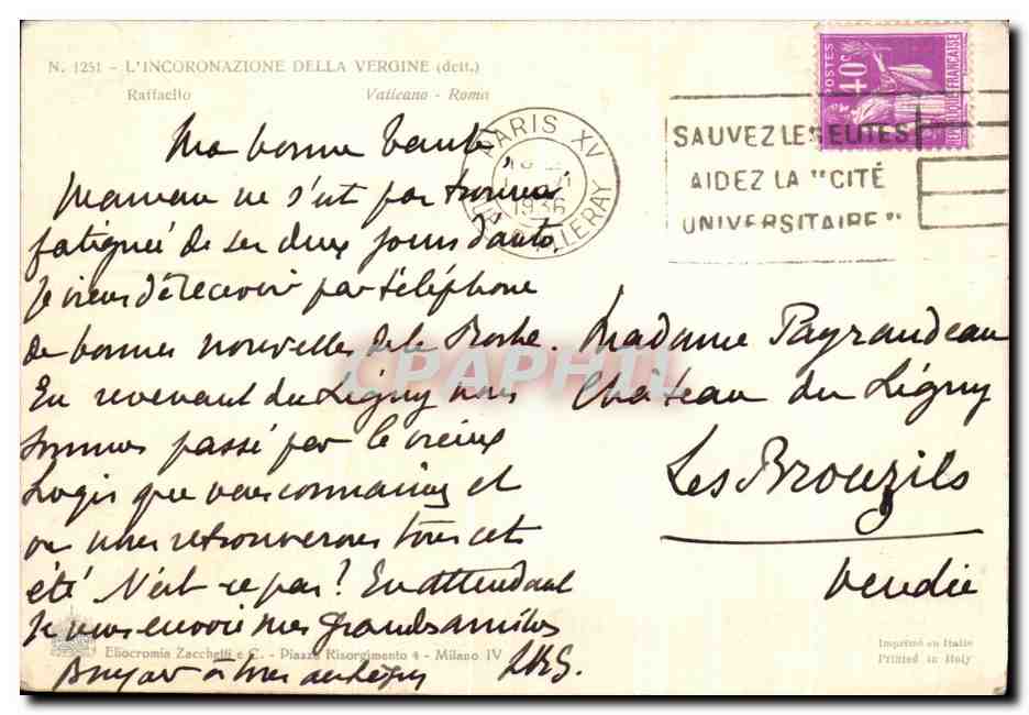 CPA L'Incoronazione Della Vergine Raffaelo Vaticano — Verso