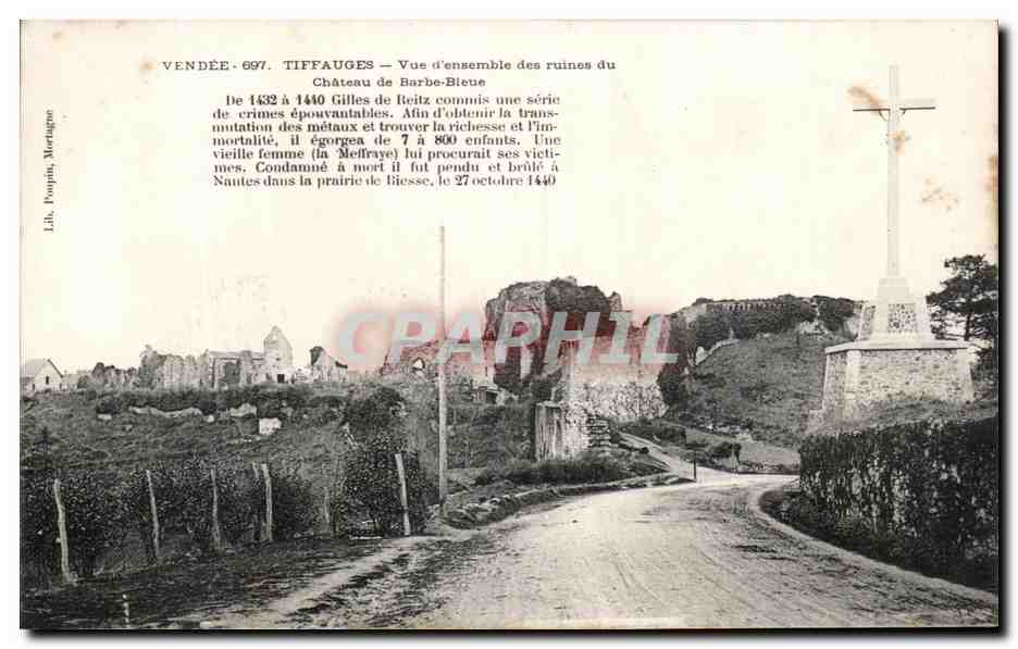 CPA Vendee Tiffauges Vue d'Ensemble Des Ruines Du Chateau De Barbe Bieue