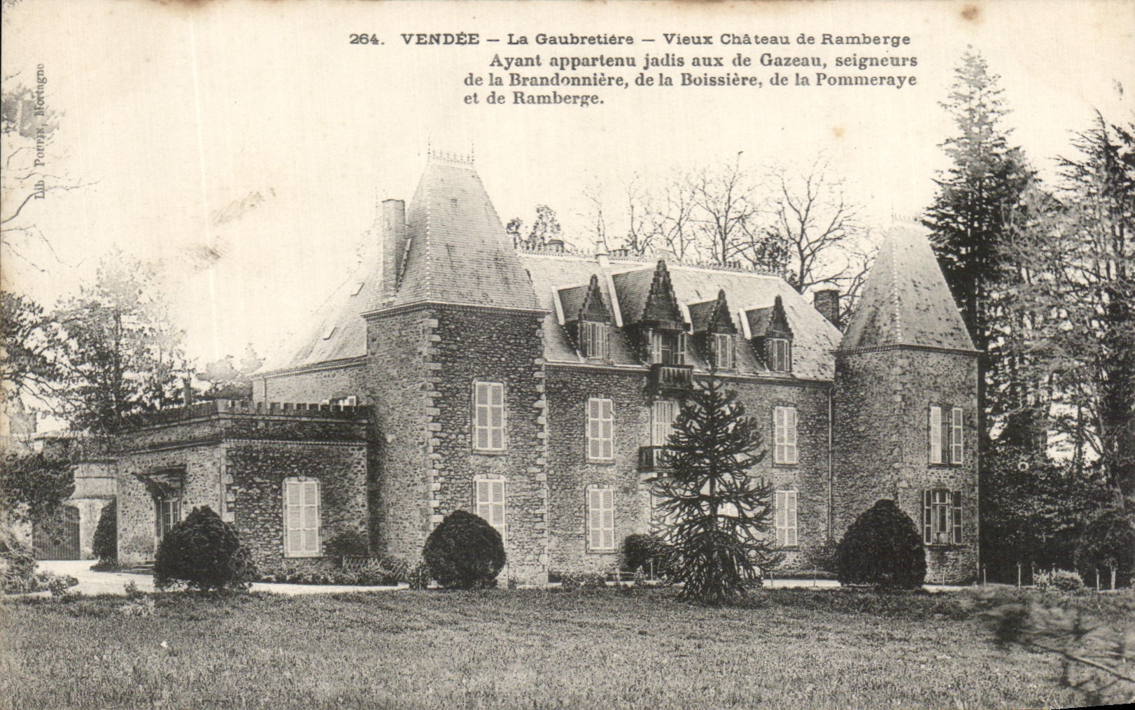 Vendée - La Gaubretière — Vieux Château de Ramberge — Éditeur : Lib. Porte, Mortagne