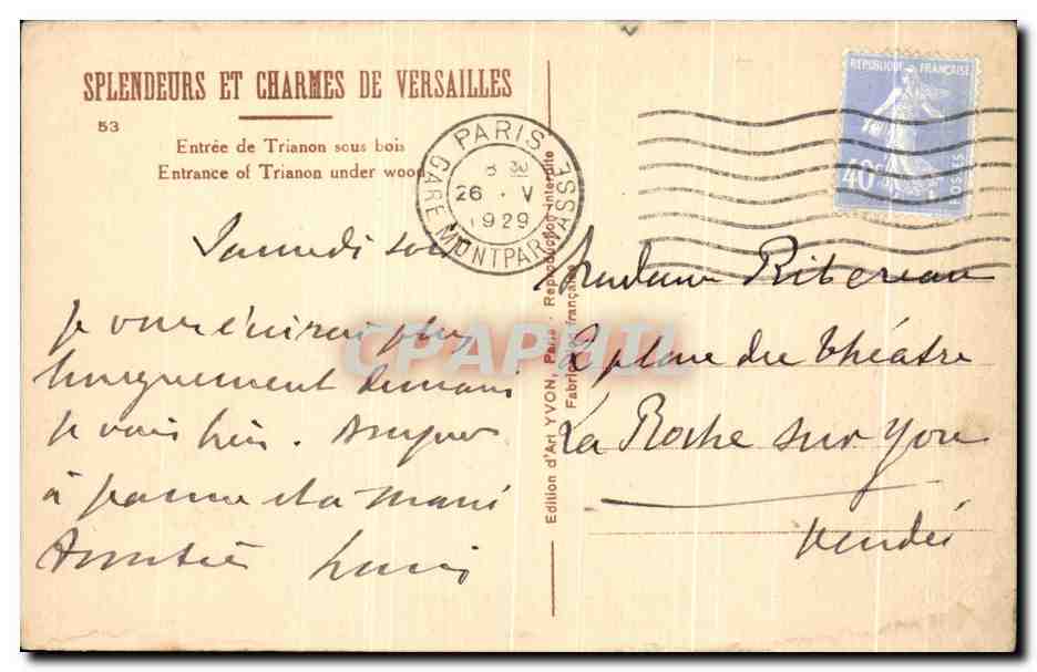 CPA Splendeurs Et Charmes De Versailles Entree de Trianon sous bois  — Rückseite