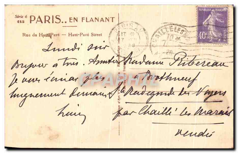 CPA Paris En Flanant Rue du Haut chevre  — Verso