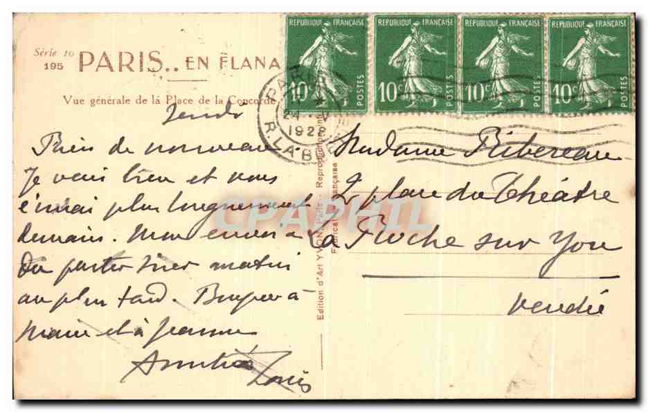 CPA Paris Vue generale de la place de la Concorde  — Verso