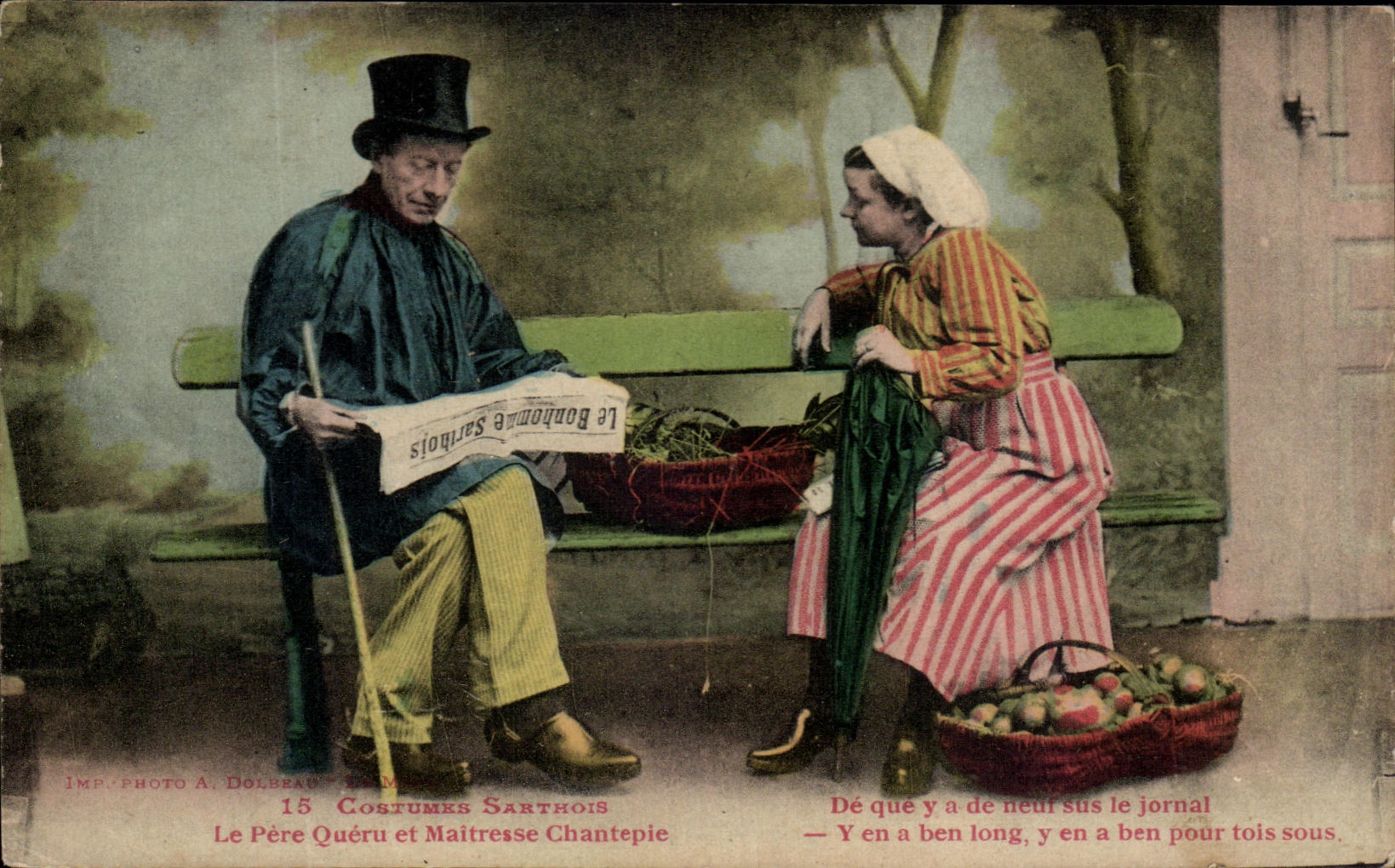 CPA Le Pere Queru et maitresse Chantepie de que ya de Folklore Costume Sarthe