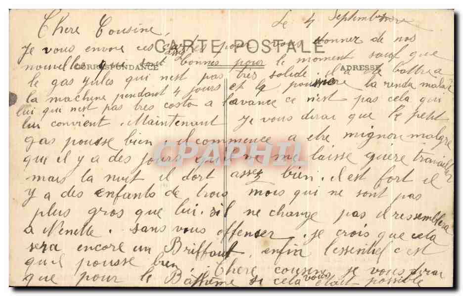 CPA Costumms Santmois Recommandations du pere Queru Folklore Costume Sarthe — Verso