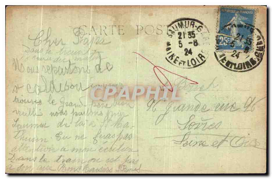 CPA La Sarthe En Versant a boire au Pere Queru Guere de r'bos guere Folklore Costume Sarthe — Verso