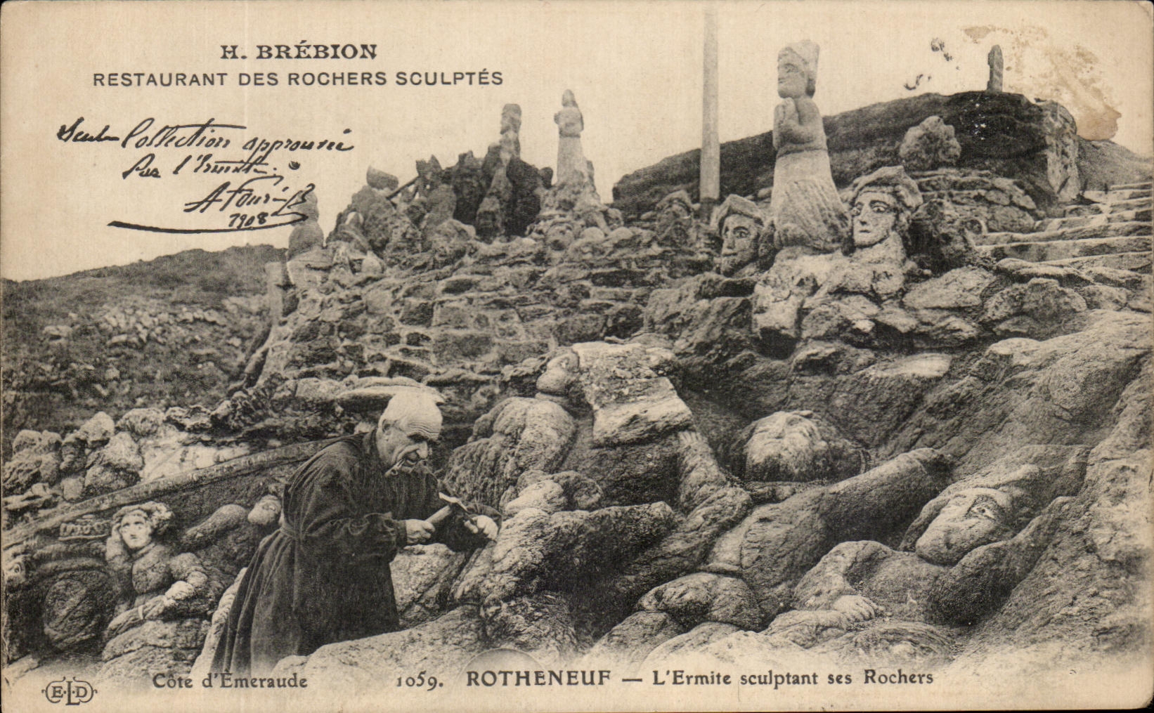 Rotheneuf — L'ermite sculptant ses rochers — H. Brébion, n°1059