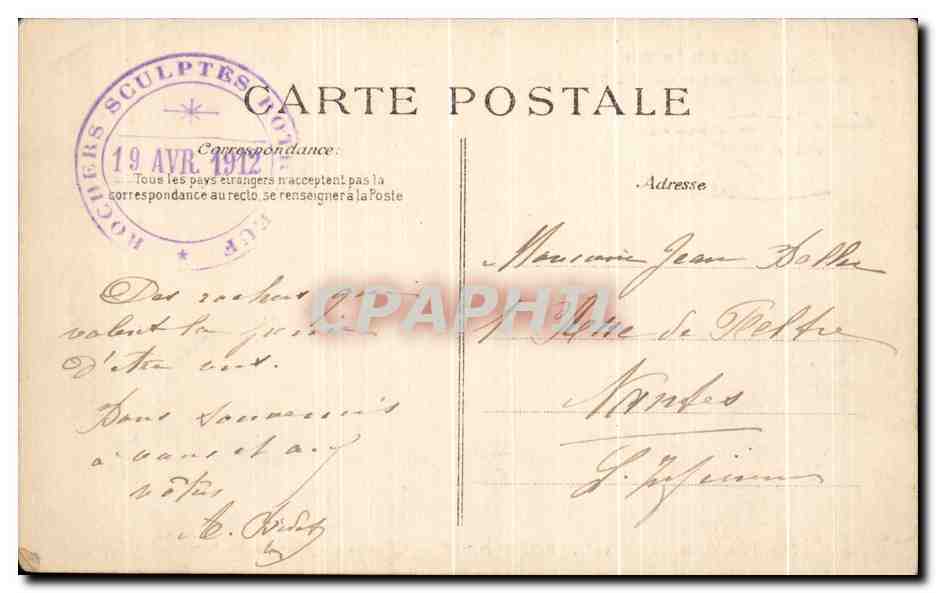 Rotheneuf — L'ermite sculptant ses rochers — H. Brébion, n°1059 — Reverso