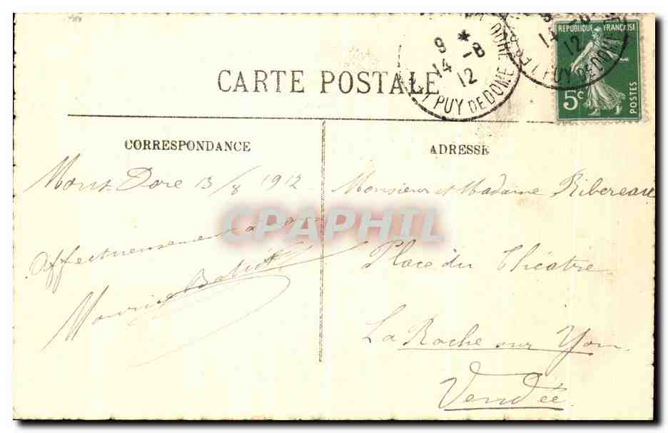 CPA Le Mont Dore Les Grandes Hotels Et Route De Clermont — Verso