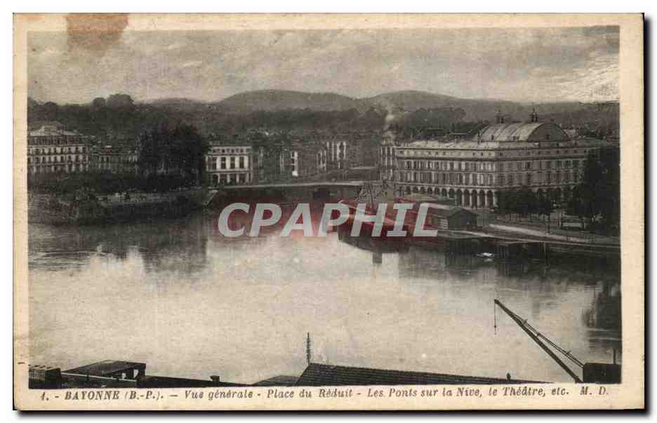 CPA Bayonne Vue Generale place Du Reduit Les Ponts Sur La Nice Le Theatre