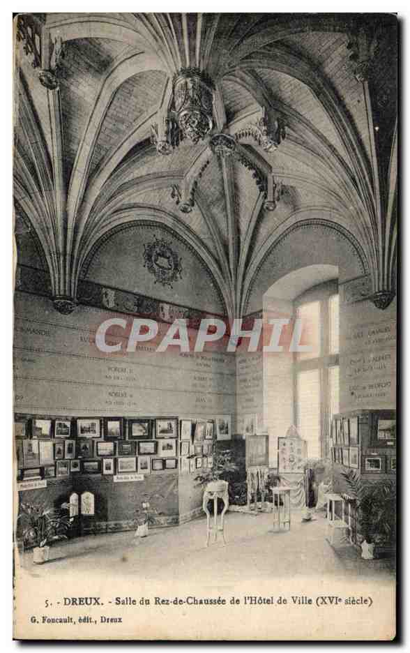 Dreux - Salle du Rez-de-Chaussée de l'Hôtel de Ville (XVIe siècle) — G. Foucault, édit., Dreux