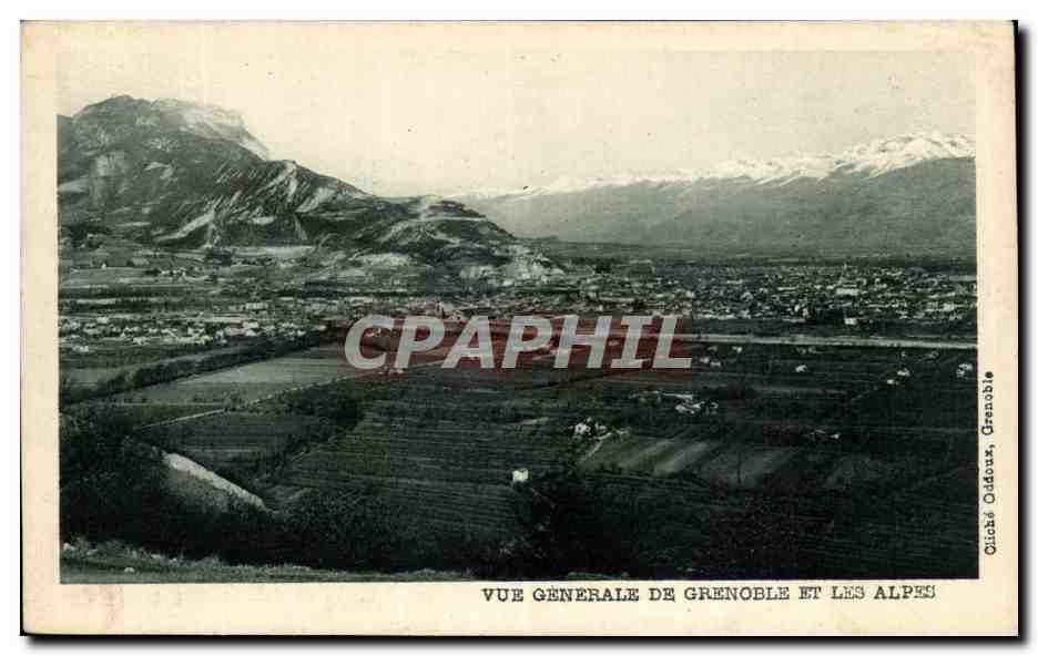 CPA Vue Generale De Granoble Et Les Alpes