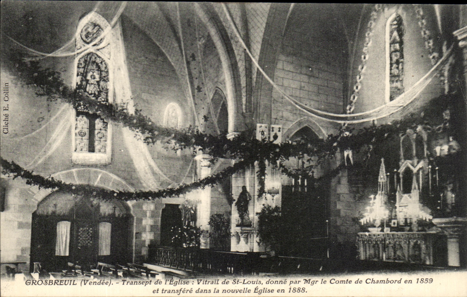 CPA Grosbreuil Transept de I'Eglise Vitrail de St Louis