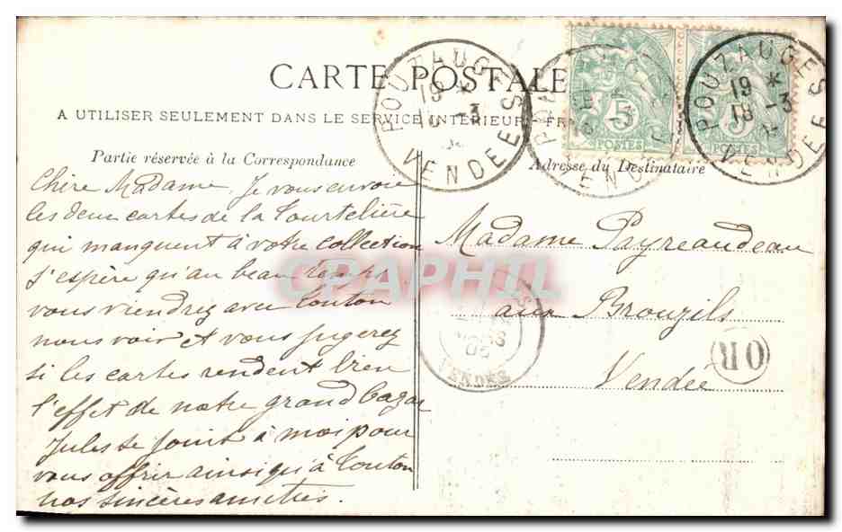 CPA Vendee Montournais la Tourteliere M Chaigneau — Rückseite
