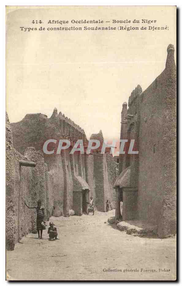 Afrique Occidentale — Boucle du Niger — Types de construction Soudanaise (Région de Djenné)