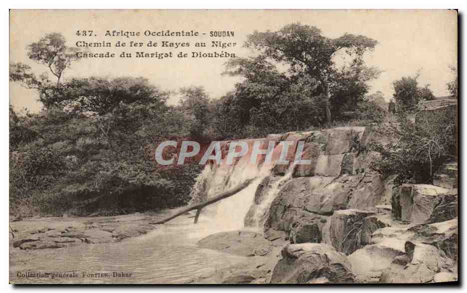CPA Afrique Occidentale Soudan Chemin de fer de Kayes au Niger Cascade du mariget de Dioubeba