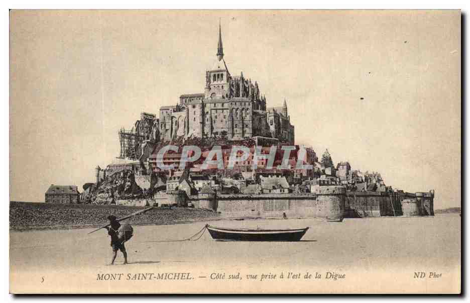 Mont Saint-Michel — Côté sud, vue prise à l'est de la Digue — ND Phot