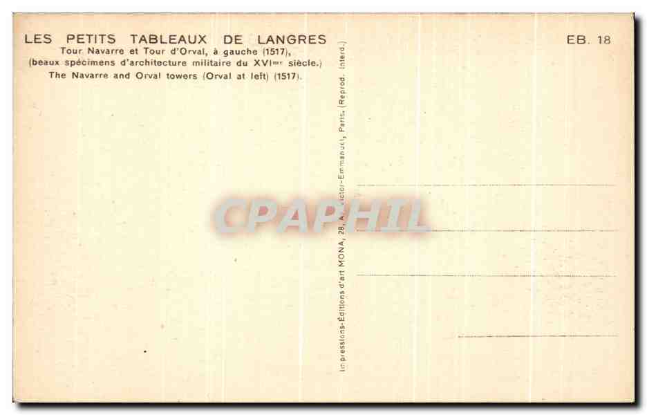 CPA Langres Tour Navarre et d'Orval Enfants — Rückseite