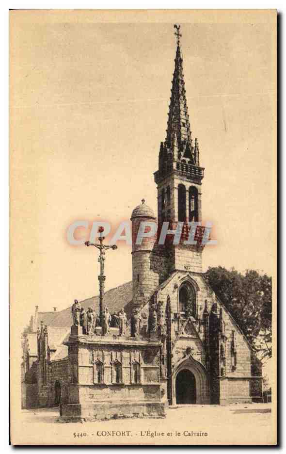 CPA Confort L'Eglise Et Le Calvaire