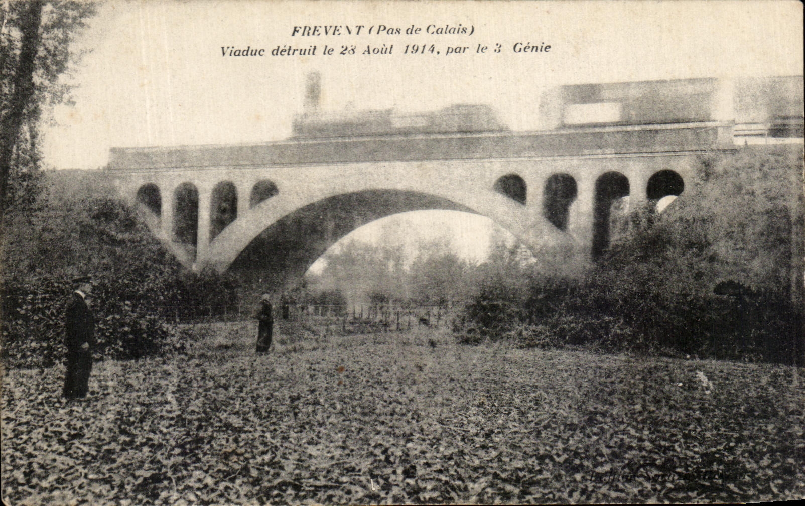 CPA Frevent Viaduc detruit le 28 Aout 1914 Par le Genie Train Militaria 