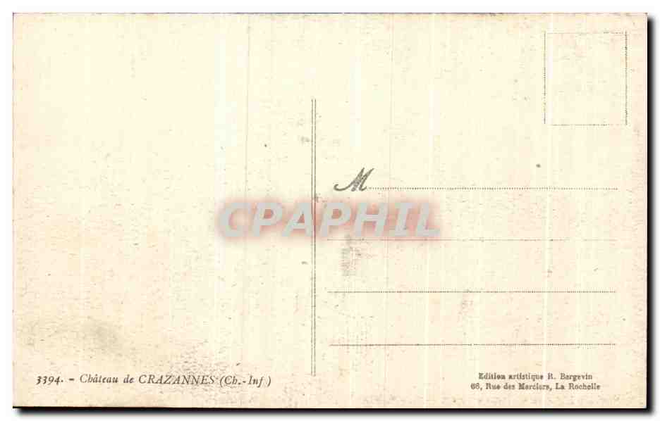 Château de CRAZANNES — (Ch.-Inf.) — Édition artistique R. Bargevin — Back