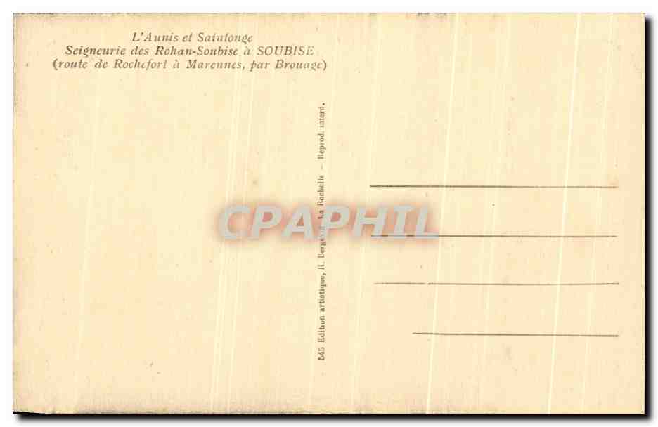 CPA L'Aunis et Saintonge Seigneurie des Rohan Soubise a Soubise Route de Rochefort a marennes par Brouage  — Back