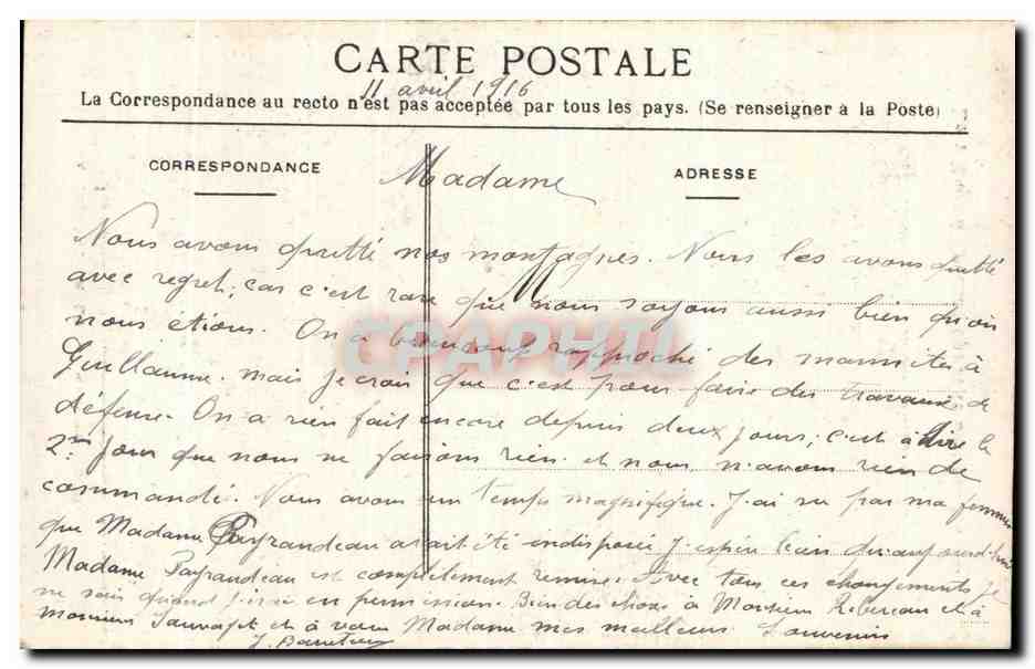 Le village d'Amanance après le bombardement — La Guerre en Lorraine (1914-1915) — Édition Blaupied — Achterkant