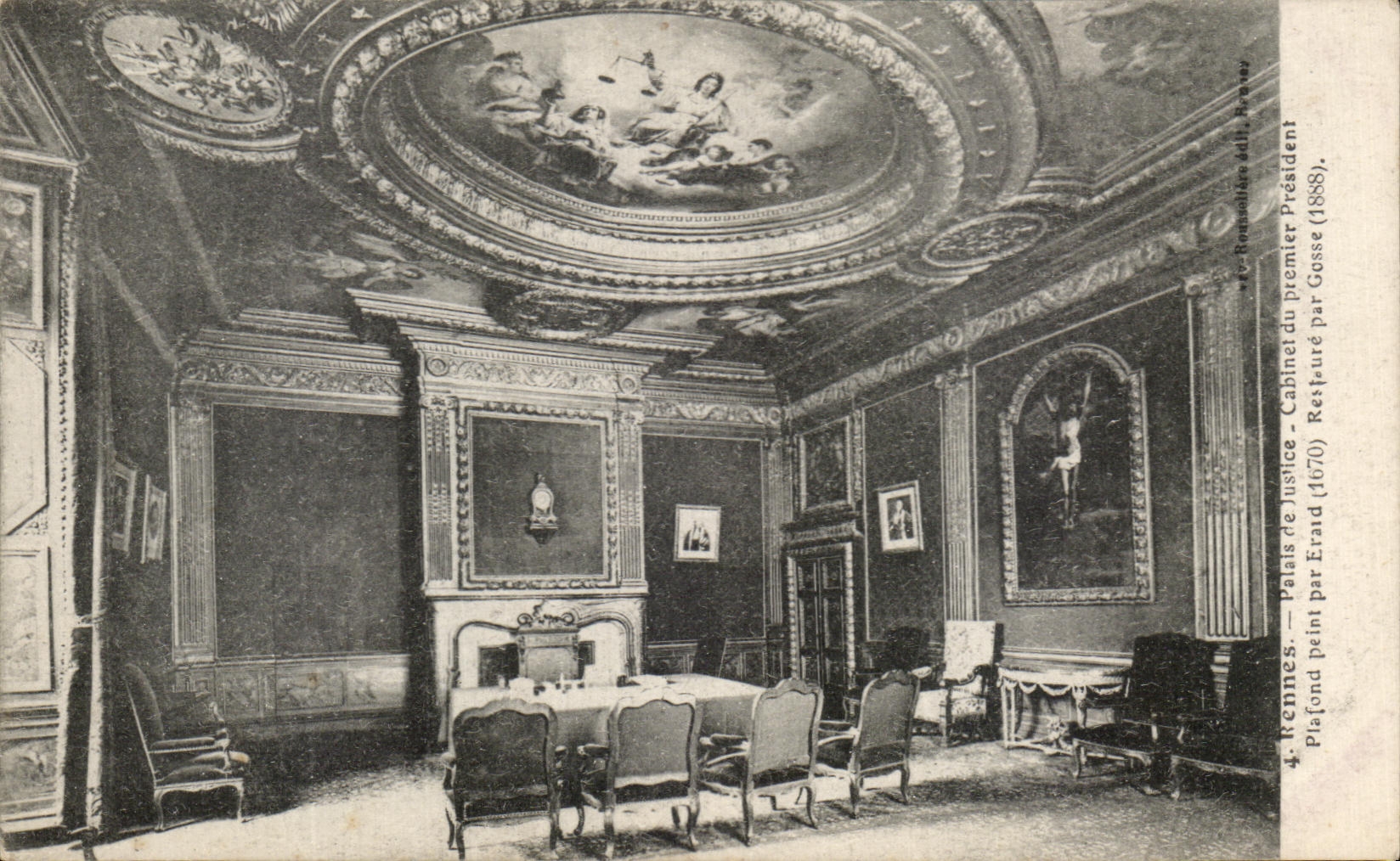 Rennes - Palais de Justice - Cabinet du Premier Président (1670) - Plafond peint par Eraud (1888)