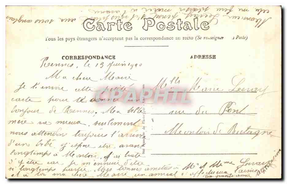 Rennes — Les Serres du Jardin des Plantes — R. Rousselet édit. Rennes — Achterkant