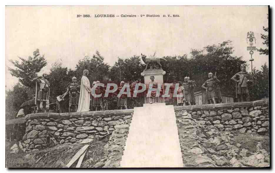 CPA Lourdes Calvaire 1er station