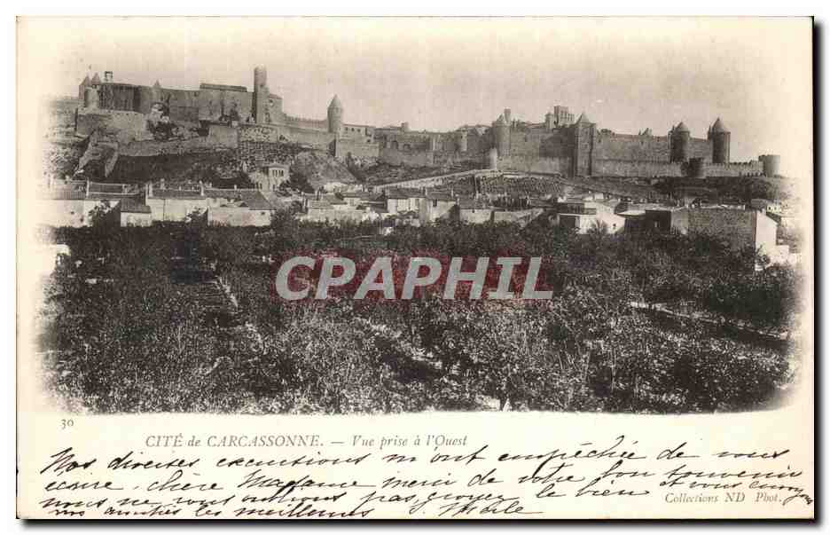 CPA Cite de Carcassonne Vue Prise a L'Ouest
