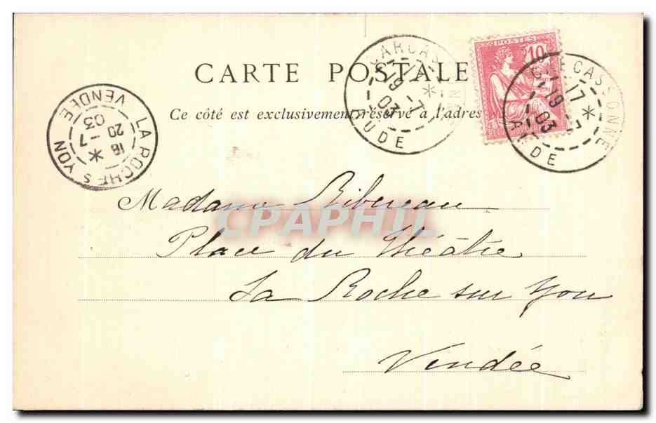 CPA Cite de Carcassonne Vue Prise a L'Ouest — Verso