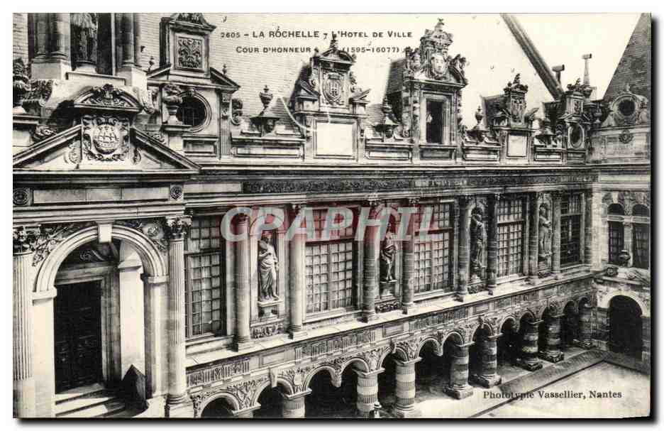 La Rochelle — Hôtel de Ville, Cour d'Honneur — Phototypie Vassellier, Nantes