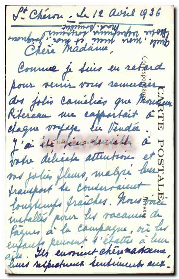 CPA Le Marais Par Saint Cheron Le Vieux Moulin — Back