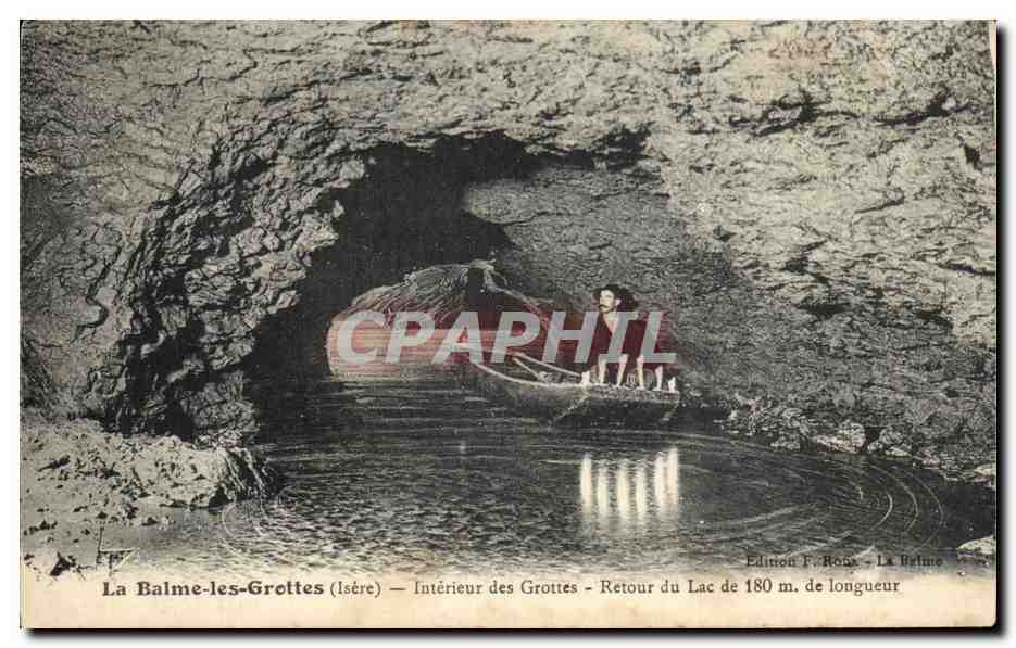 La Balme-les-Grottes (Isère) — Intérieur des Grottes - Retour du Lac de 180 m. de longueur — Édition F. Rona - La Balme