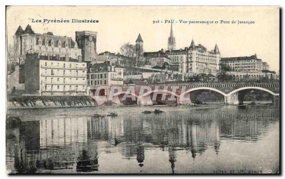 Pau - Vue panoramique et Pont de Jurançon — Les Pyrénées Illustrées, n° 916, éditeur Boyer et Cie, Nancy