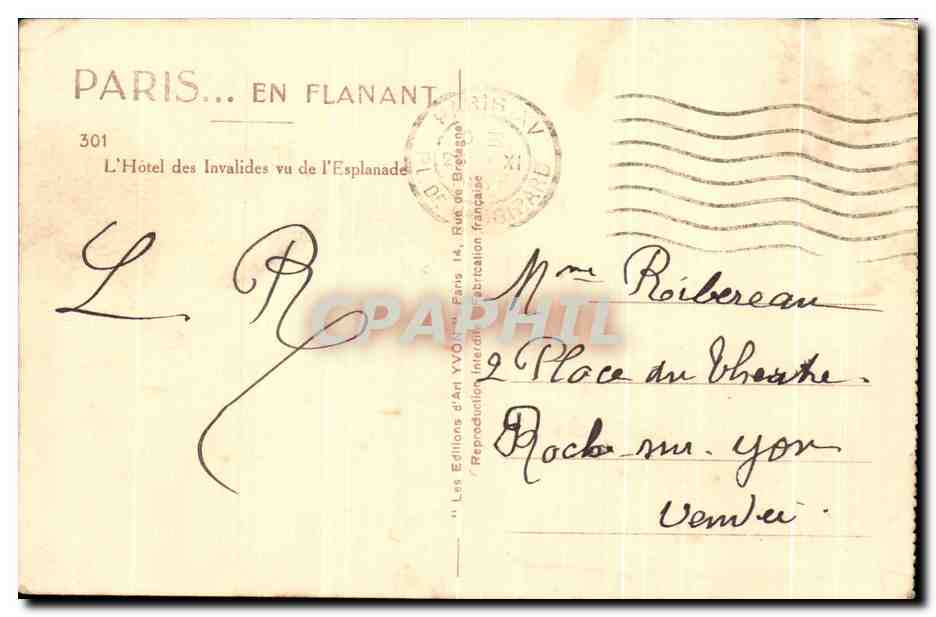 CPA Paris En Flanant L'Hotel des invalides vu de l'Esplanade — Rückseite