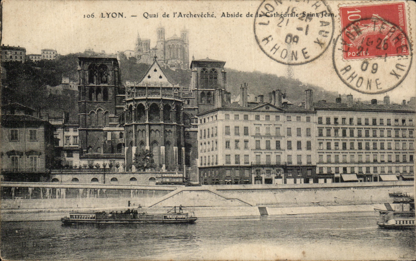 CPA Lyon Quai de l'Archeveche Abside de la cathedrale St Jean 