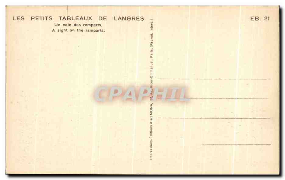 CPA Langres Un coin des remparts — Rückseite