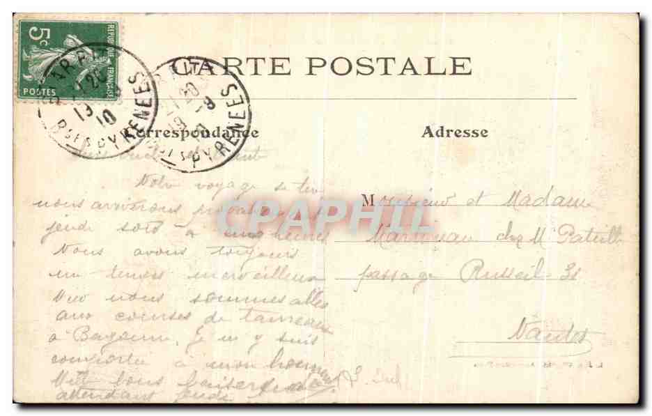 CPA Biarritz La Grande Plage et le Casino Minicipal — Verso