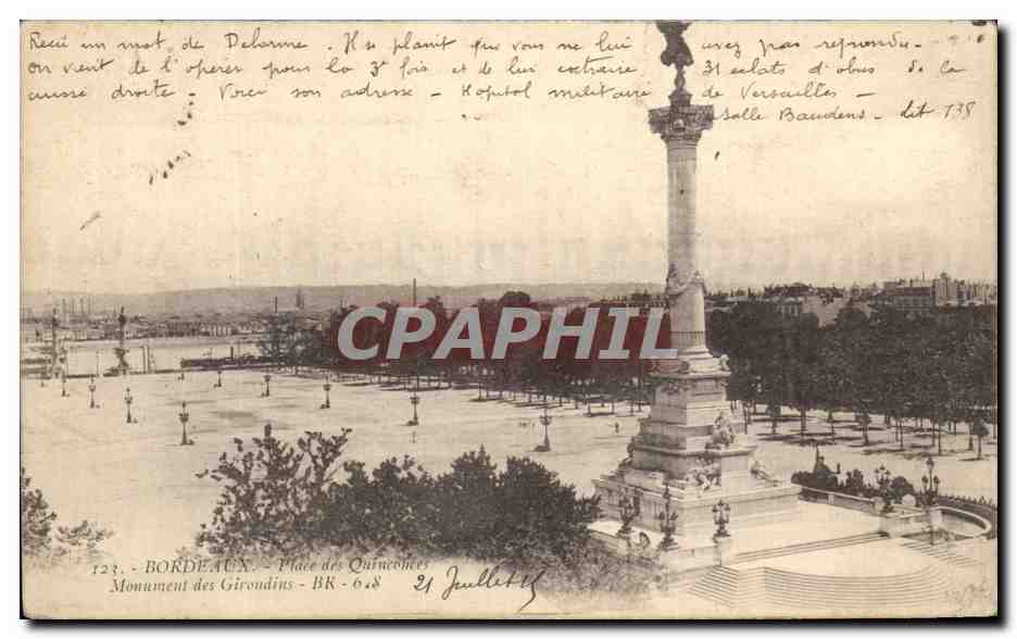 CPA Bordeaux Place des Quinconces Monument des Girondins