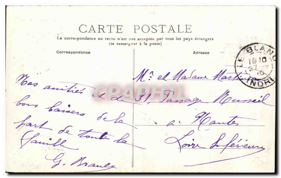 CPA Indre Le Blanc Caserne Chanzy 68eme Militaria  — Rückseite