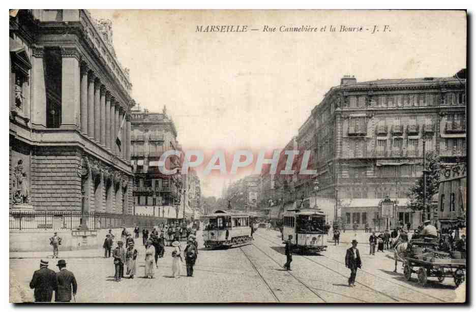 MARSEILLE — Rue Caunebière et la Bourse — J. F.
