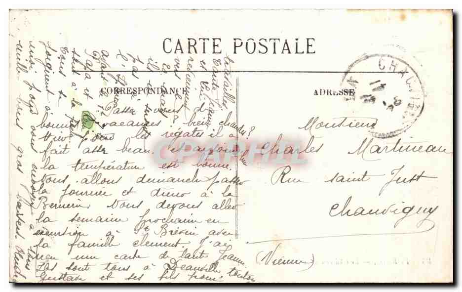 CPA Pornic Le Chateau au Clair de Lune Bateau — Rückseite