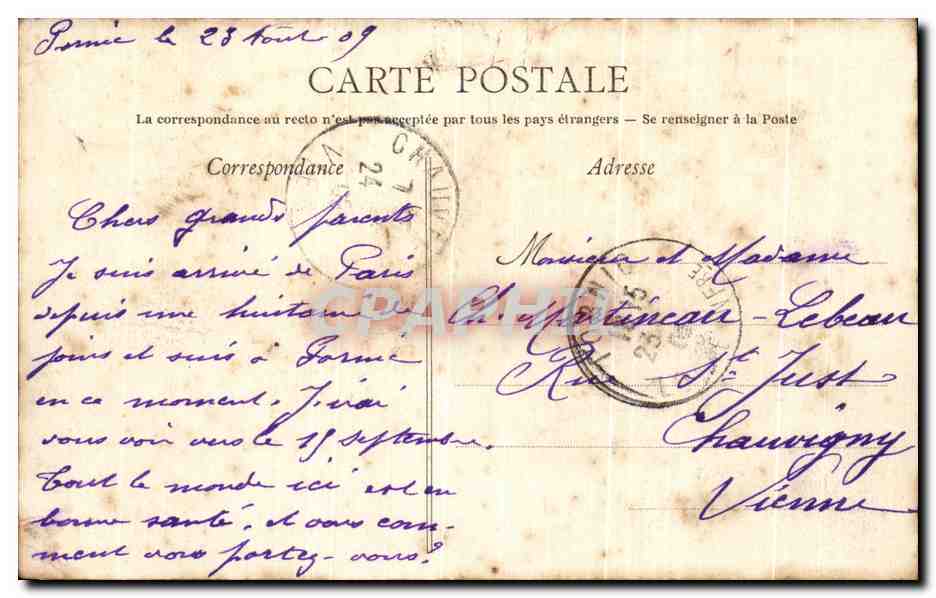 CPA Pornic Rochers de la Pointe de Gourmalon — Rückseite